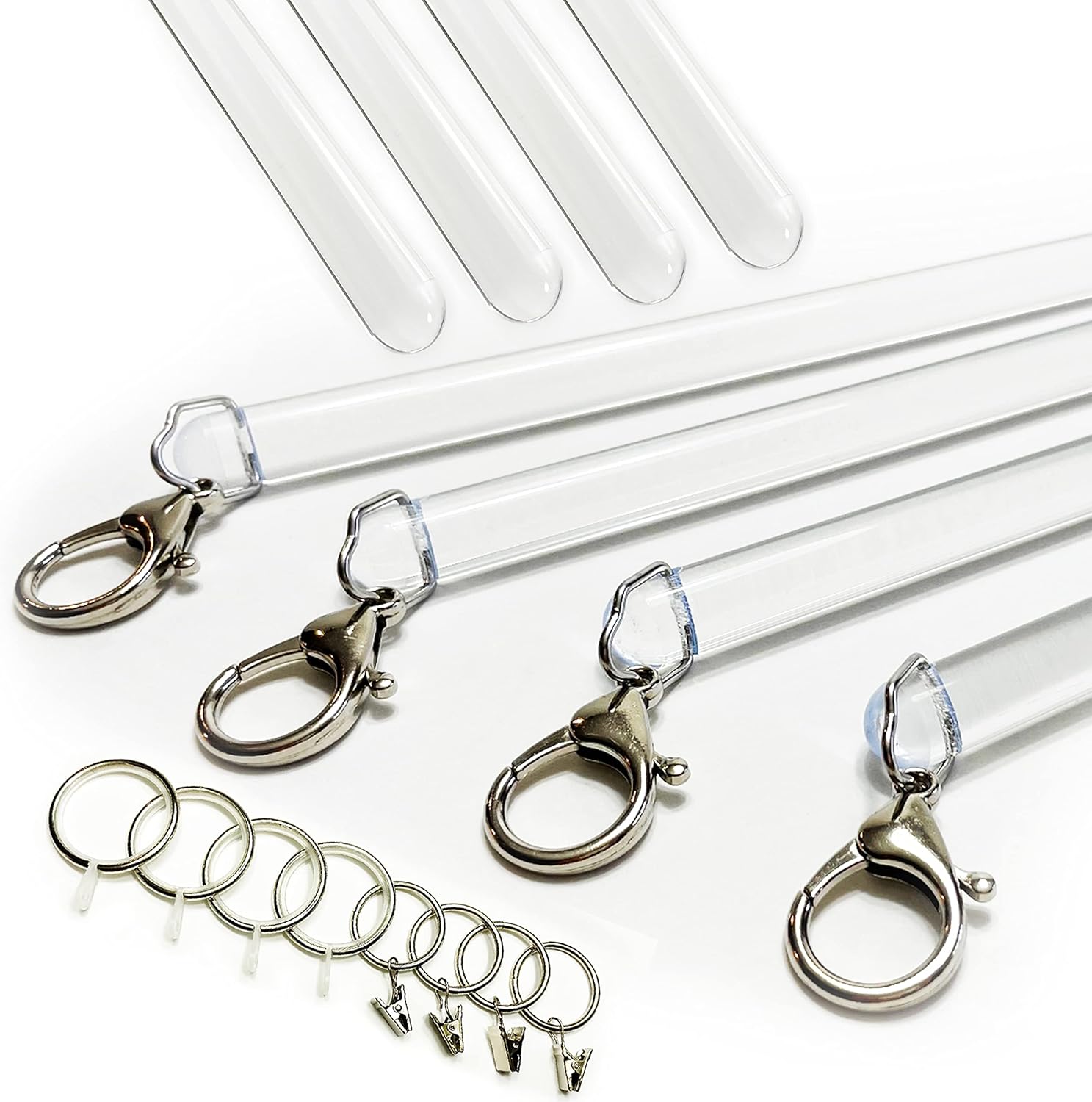 OooWow 36 inch (4 Pack) All Clear Acrylic Curtain Pull Wand