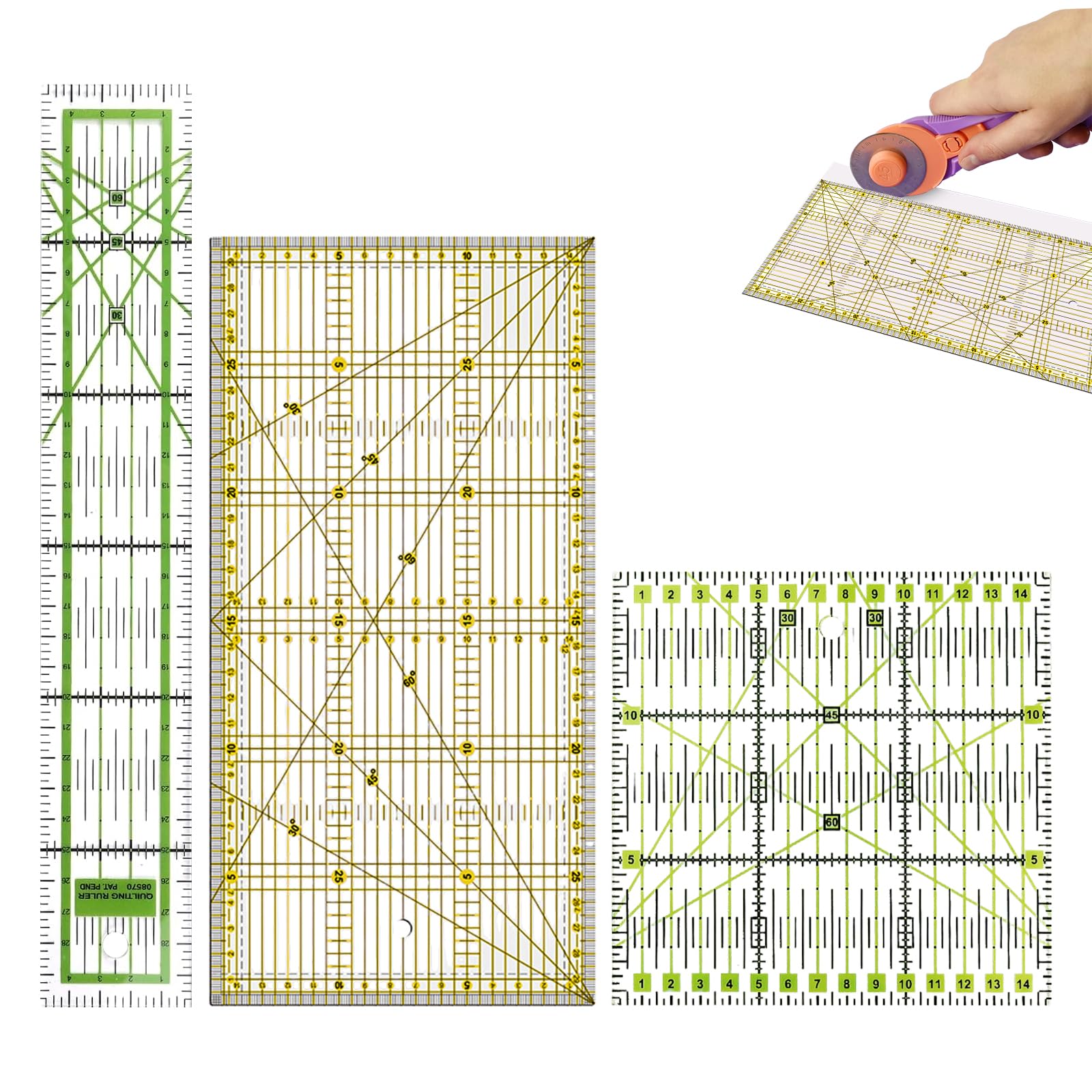 3 Sewing Ruler - Scale per Cucire - Righello per Sarti - Adatto A Una Varietà di Forme Artigianali, Ampiamente Utilizzate In Trapunti, Misurazioni, Motivi di Cucito, Dipinti E Mestieri