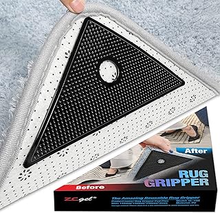 Upgraded Rug Gripper 8 Pcs, Larger Reusable Removable Non Slip Rug Pads Anti Curling Rug Grippers Grip Rug Stopper, Sticky Rug Grippers for Hardwood Floors, Tile Floors, Carpets (Black)