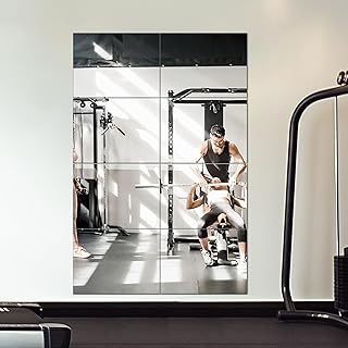 Delma Frameless Mirror Tiles 16"x12"x8 Pcs Wall Mounted, Shatter Resistant Full Length Tempered Glass