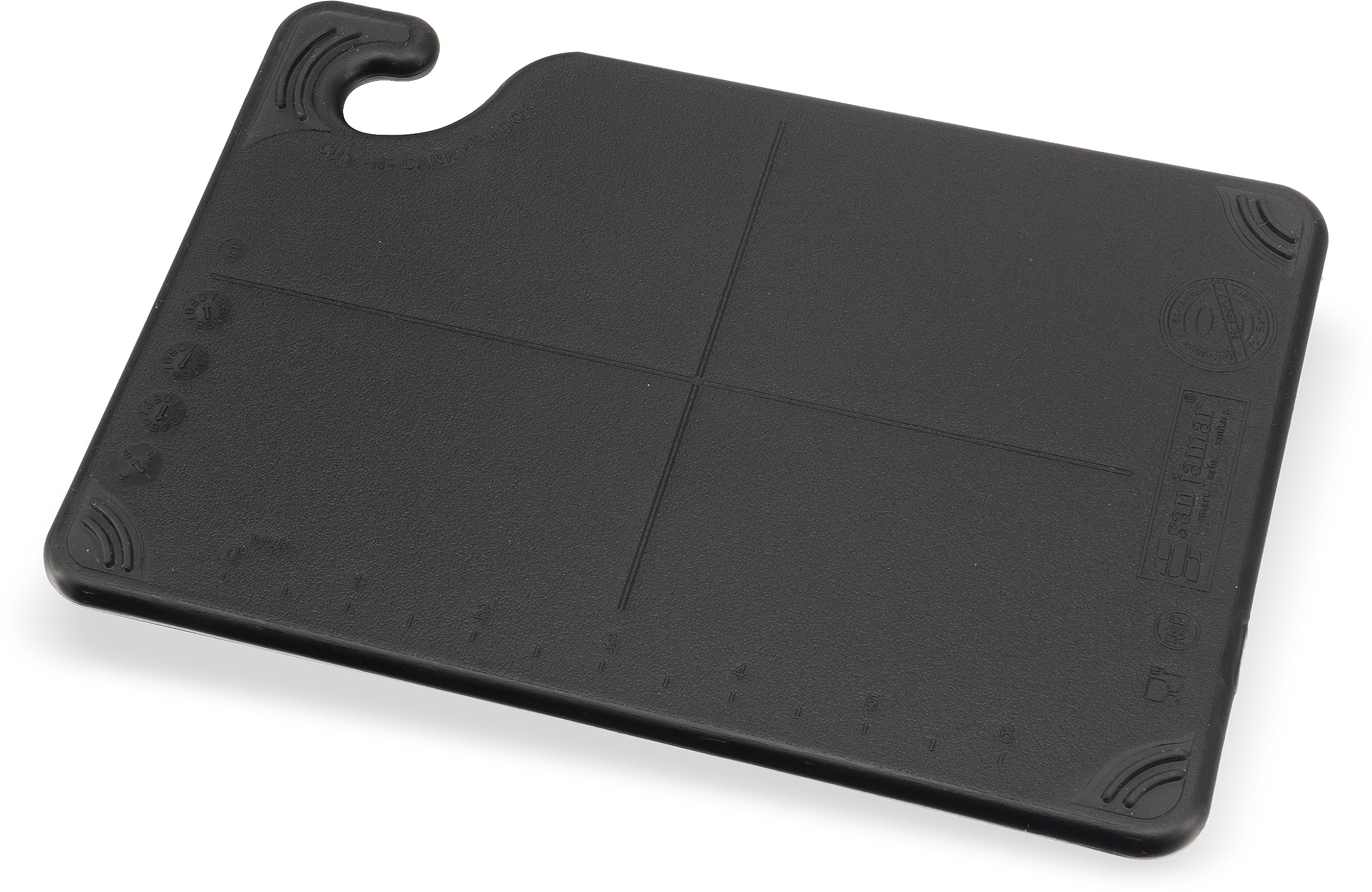 San Jamar Black / 6 / 6 inches x 9 inches Cutting Boards