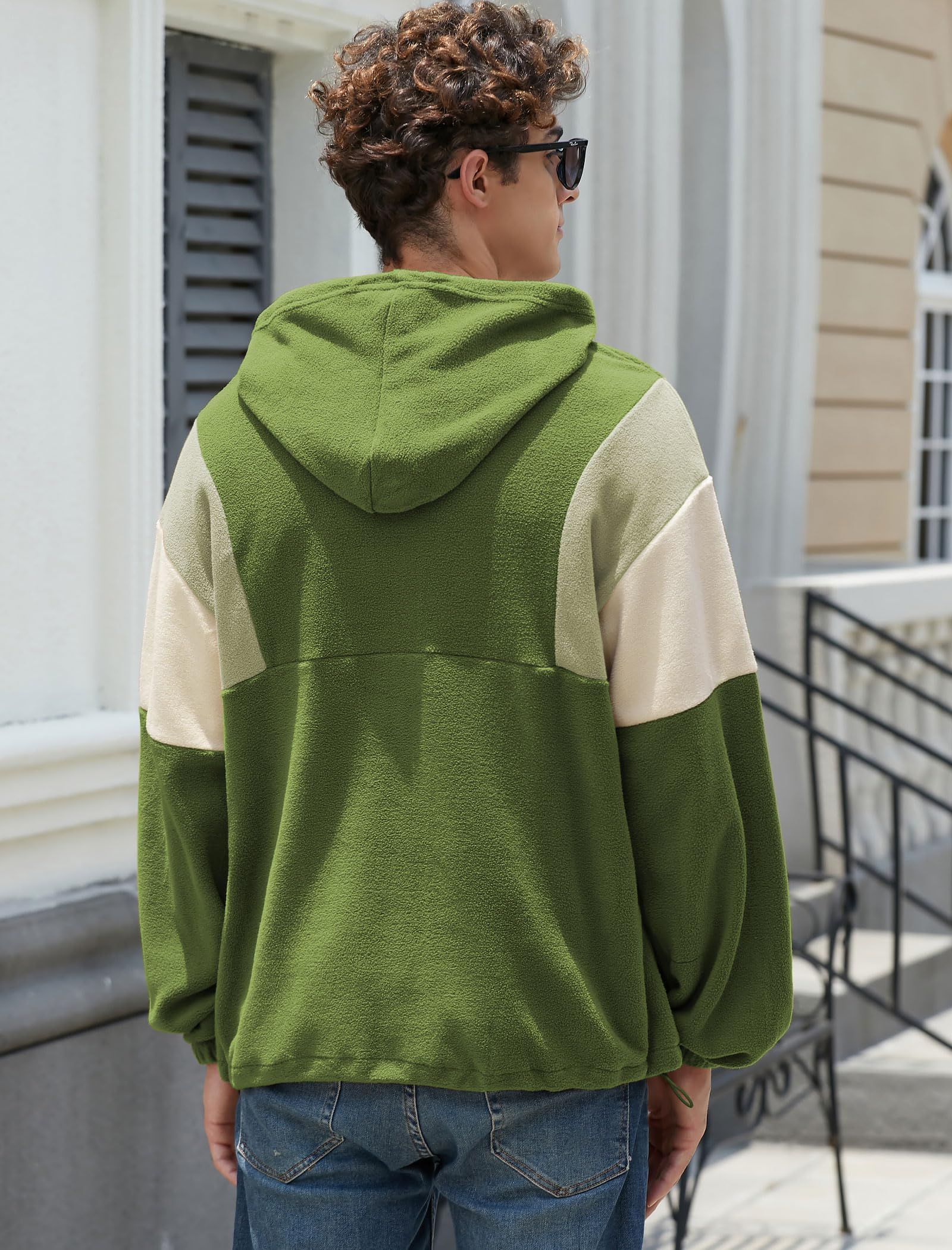 ZAFUL Felpa da uomo Colorblock NEW YORK con ricamo soffice pile polare mezza zip unisex felpa con cappuccio