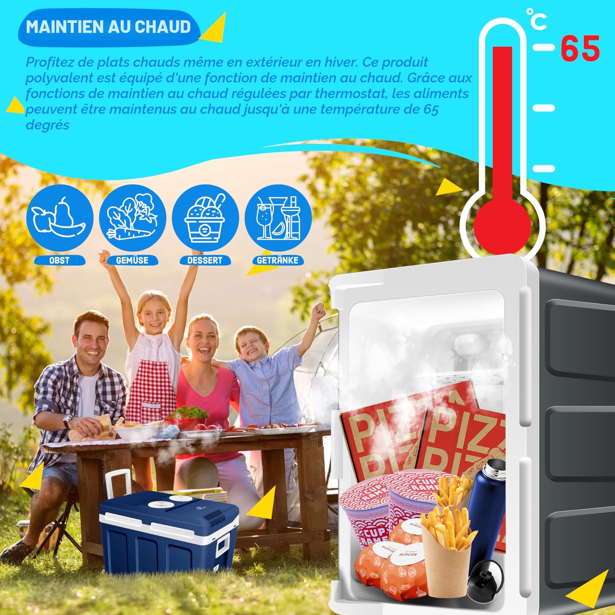KESSER® Glacière à roulettes 40L | pour Garder au Chaud et Refroidir | Glacière thermoélectrique | 12 Volts et 230 Volts| Mini-réfrigérateur | Thermobox pour Voiture| Bateau et Camping | EEK A++