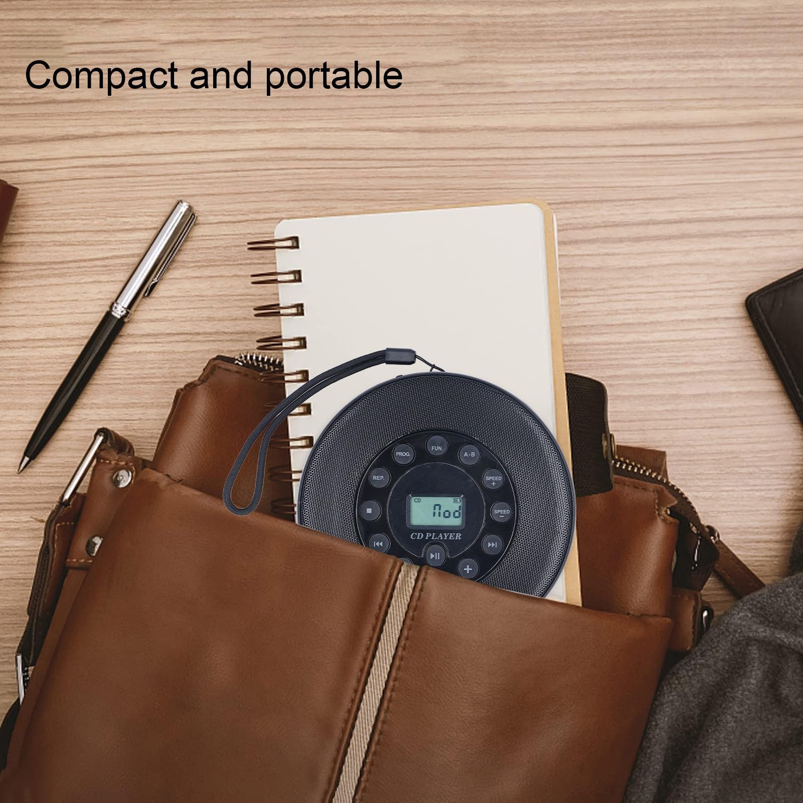 Lettore CD portatile da 2000 mAh con altoparlante, supporta la registrazione e la funzione anti salto per auto, compatibilità MP3, lettore CD portatile con porta USB, altoparlante (nero)