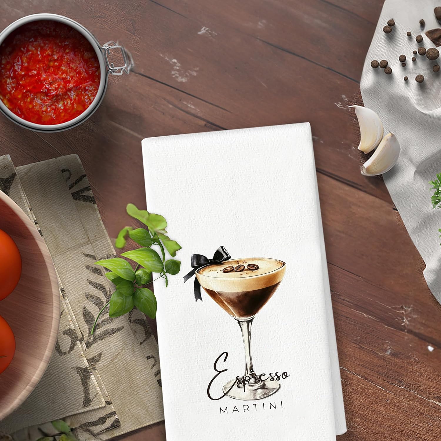 Espresso Martini Kitchen Towels - Martini Gifts for Women, Bar Towels for Bartender, Bar Cart Decor, Espresso Tini Hand Towels Dish Towels for Kitchen Coffee Bar, 16x24 Inch - Image 5