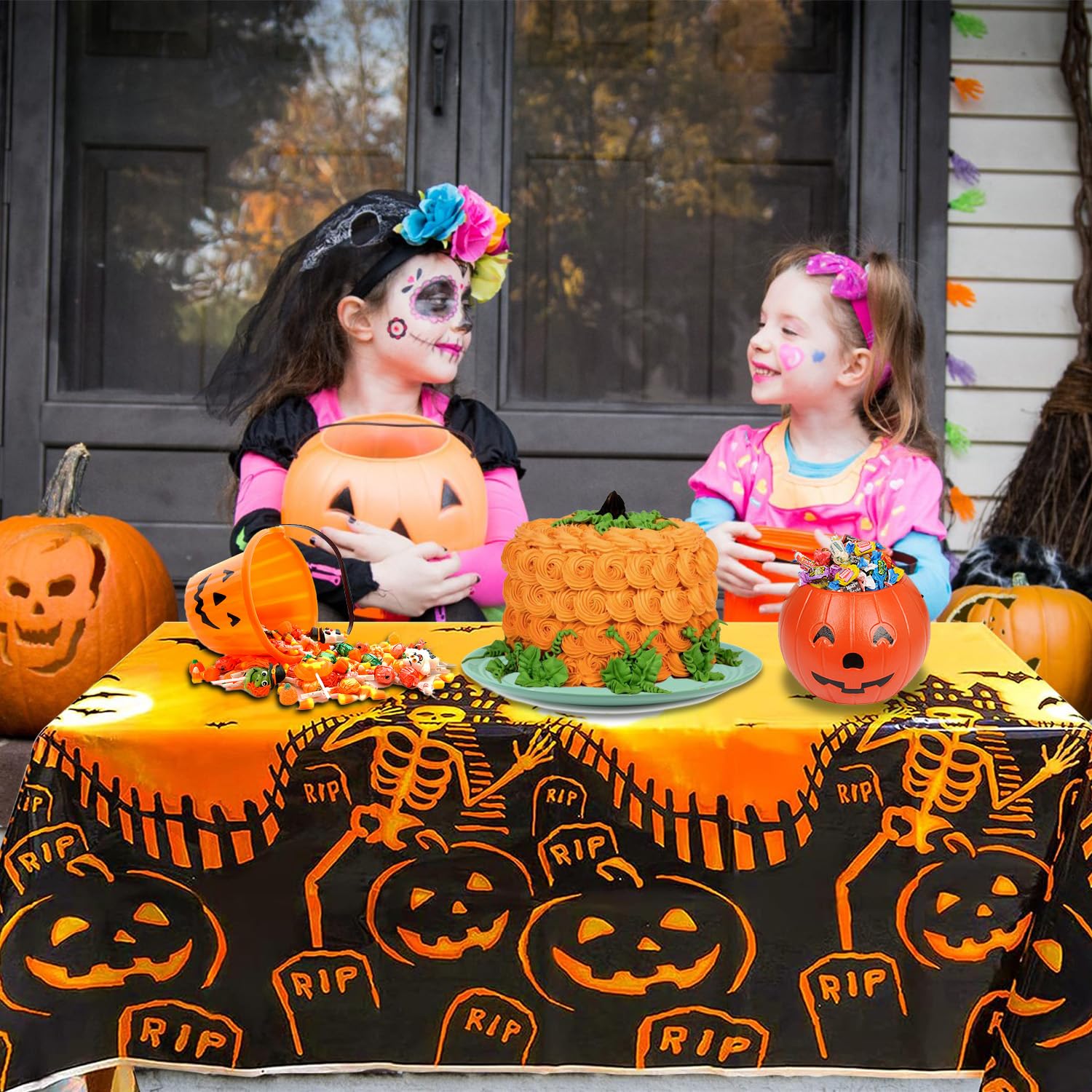 LYNBLY Tovaglia di zucca Halloween, 137 * 180 cm Impermeabile Tovaglia