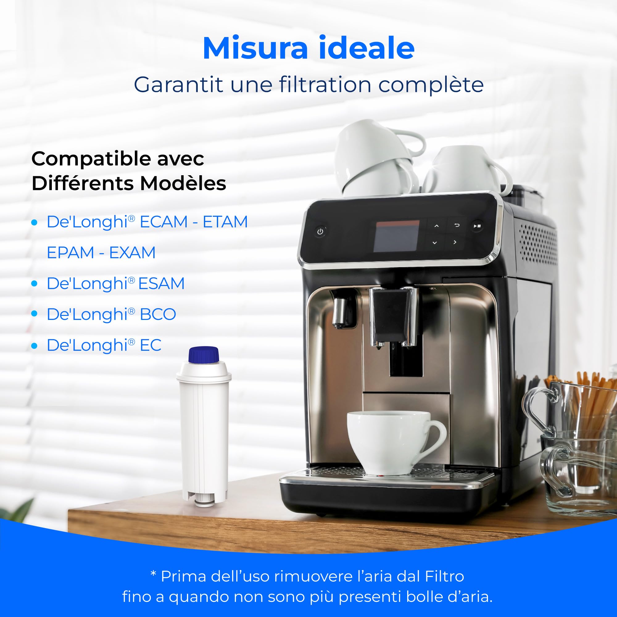 Waterdrop Certificato TÜV SÜD Filtro Acqua per Macchina da Caffè, Compatibile con De'Longhi DLS C002, 9310926, SER3017, ECAM ETAM EC800 (6)