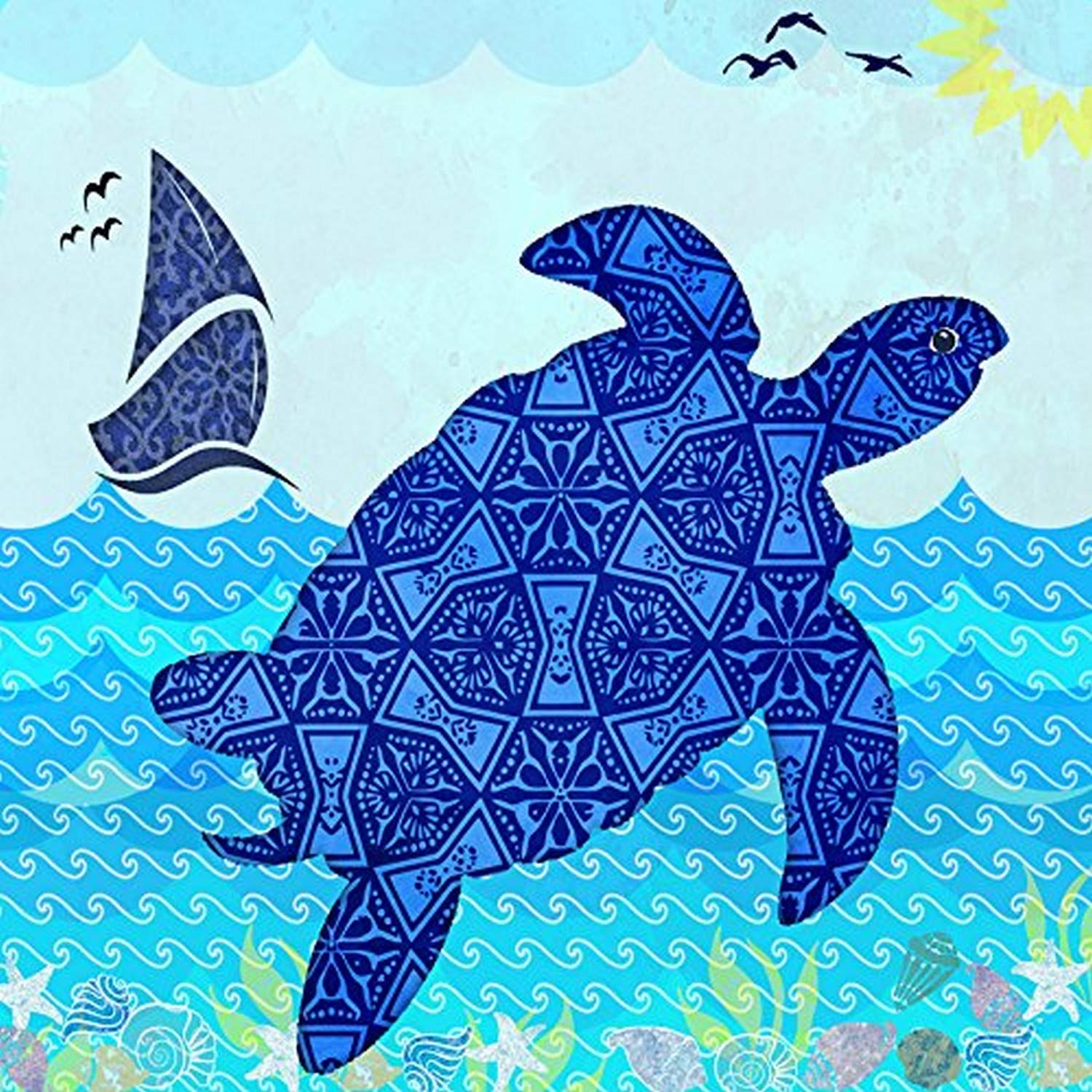 Amazon.co.jp: Wave TurtleギャラリーWrappedキャンバスアートホーム