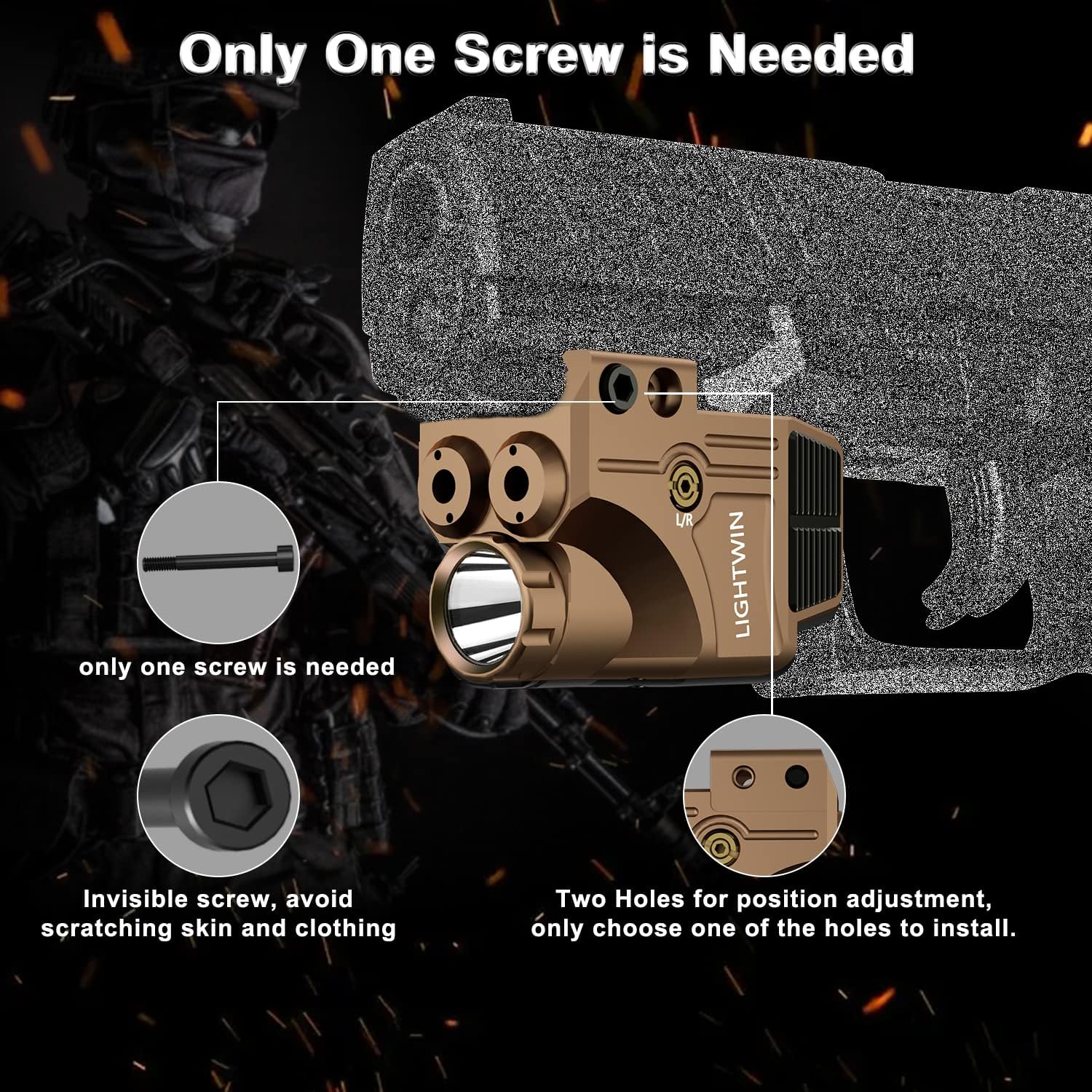 Red Green Blue Purple Laser Beams with 800 Lumens Flashlight for Pistols, 3 in1 Laser Light Combo, Tactical USB Rechargeable Laser Sight, Strobe & Steady Flashlight for Picatinny Rail