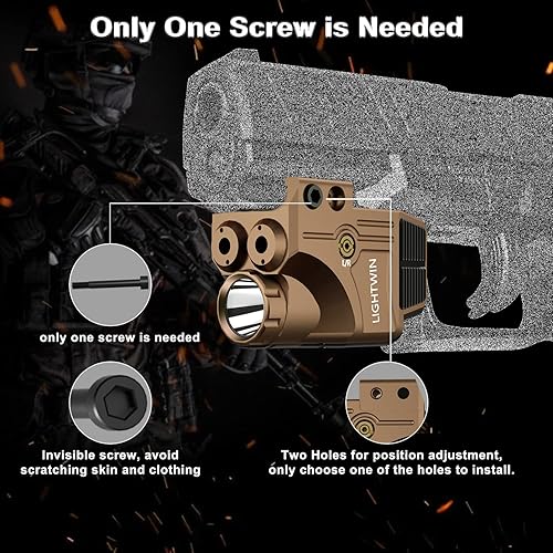 Miniatura 5 de Red Green Blue Purple Laser Beams with 800 Lumens Flashlight for Pistols, 3 in1 Laser Light Combo, Tactical USB Rechargeable Laser Sight, Strobe &