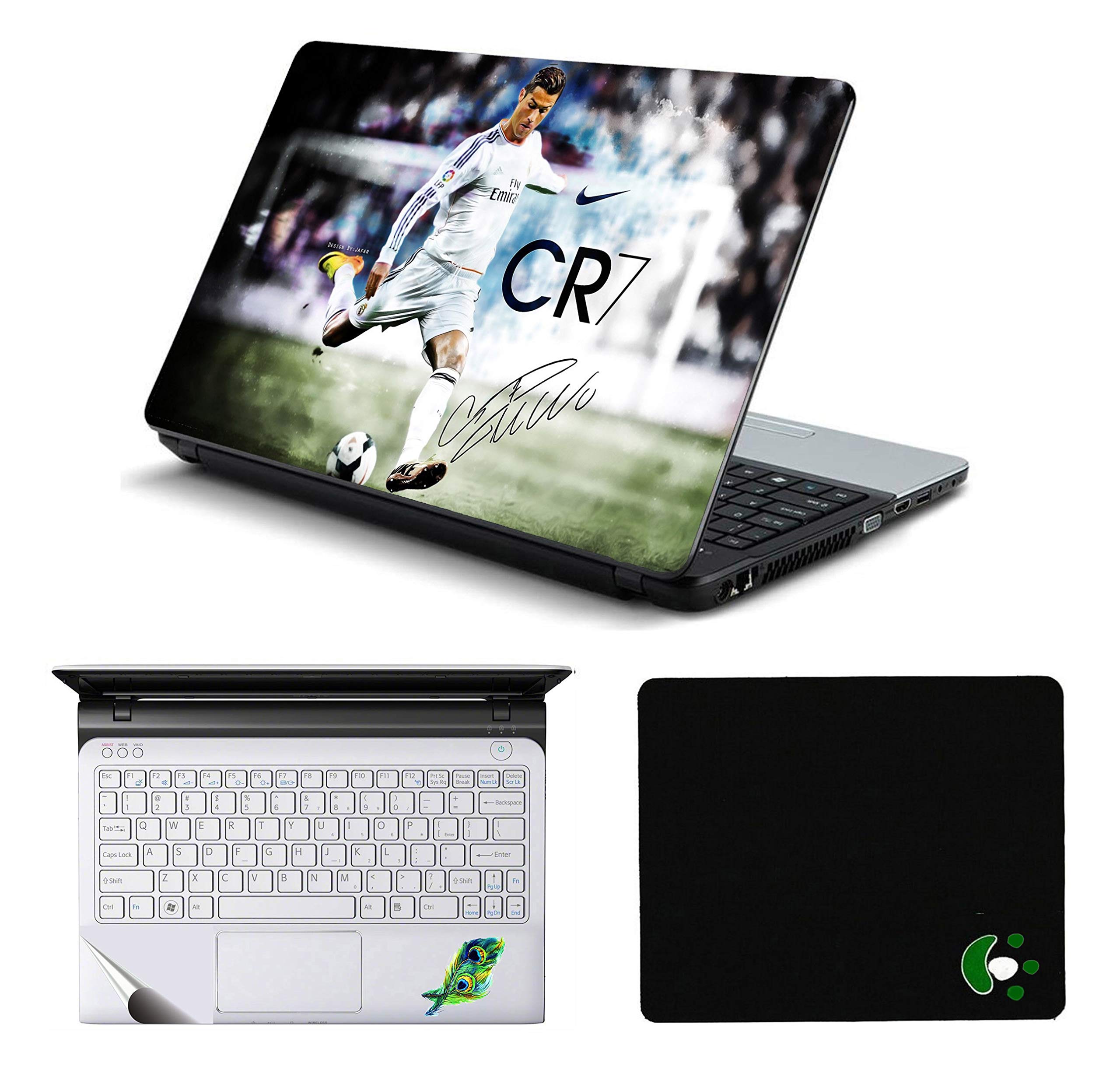 Namo Arts Laptop Accessories Combo Cristiano Ronaldo CR7 Laptop Skin Sticker, Mouse Pad and Palmrest Skin for HP-Dell-Lenovo-Acer-Asus - 14 Inch Laptops ( 14 inch x 9.3 inch) (B07MTQ7WRJ) Amazon Price History, Amazon Price Tracker