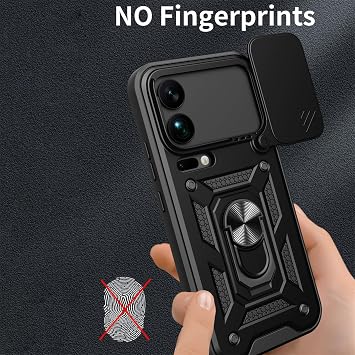 Ysnzaq Xiaomi 17 Pro用ケース スライド式カメラカバーとスタンド付き SJ ブラック