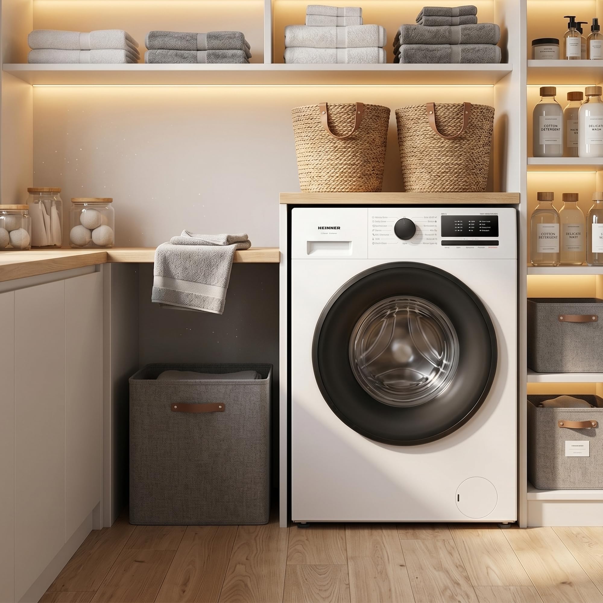 Energieklasse A Waschmaschine 6 kg Slim Frontlader (37 cm tief), 1000 U/min, Inverter Motor, 15 Programme, Steam Care, Quick 15', Kindersicherung, Weiß, HWM-HMN6010IVSMA