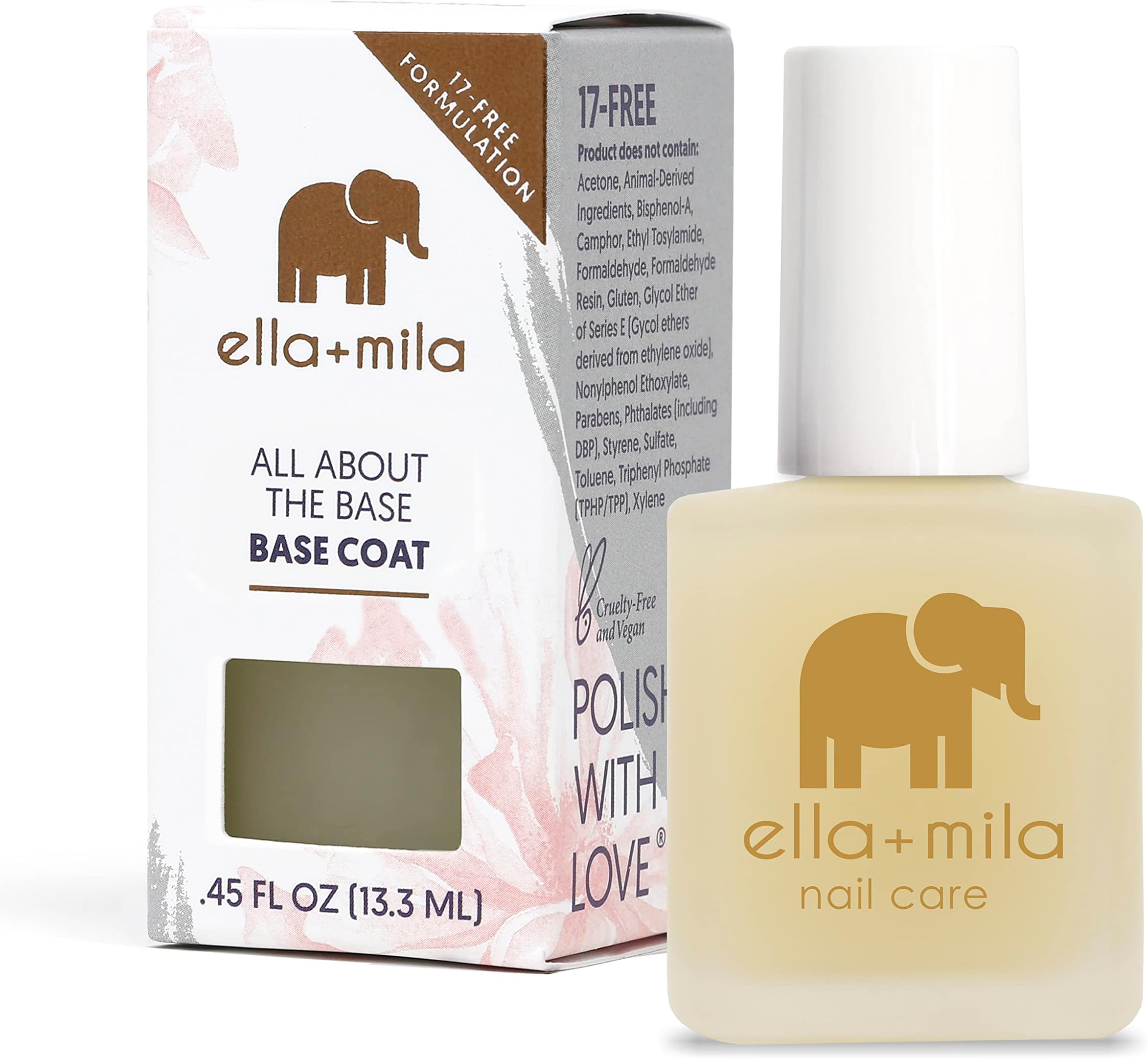 Ridge Filler Base Coat Nail Polish - Smoothing Nail Treatment and Long-lasting Ridge Filler - Nourishing Clear Polish for Natural Fingernails (0.45 fl oz)