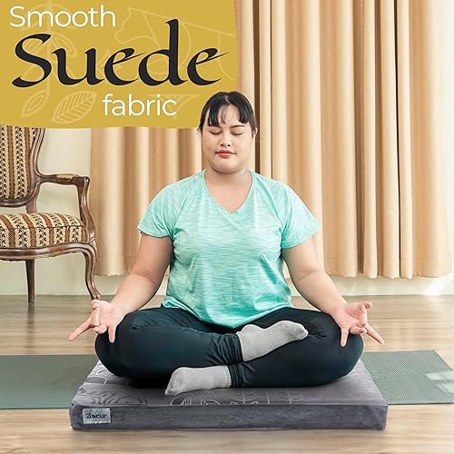 Miniatura 3 de Zaveur Royal Court Meditation Mat With Velvet Cover - 24" x 24" Square Zabuton Thick Yoga Mat - Non Slip Exercise Mat for Home Workout - Thick Foam