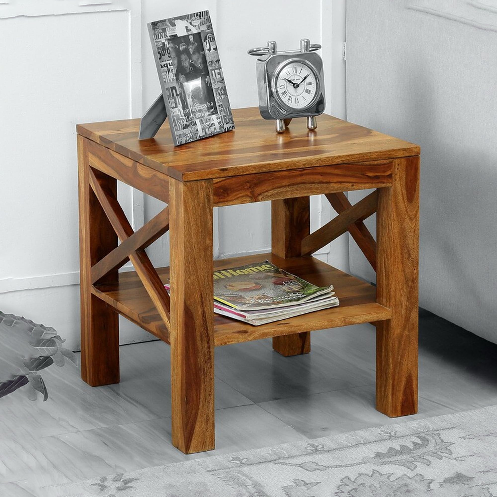 USHA SHRIRAM Sheesham Wooden Side Table for Bedroom with Drawer | Bed ...