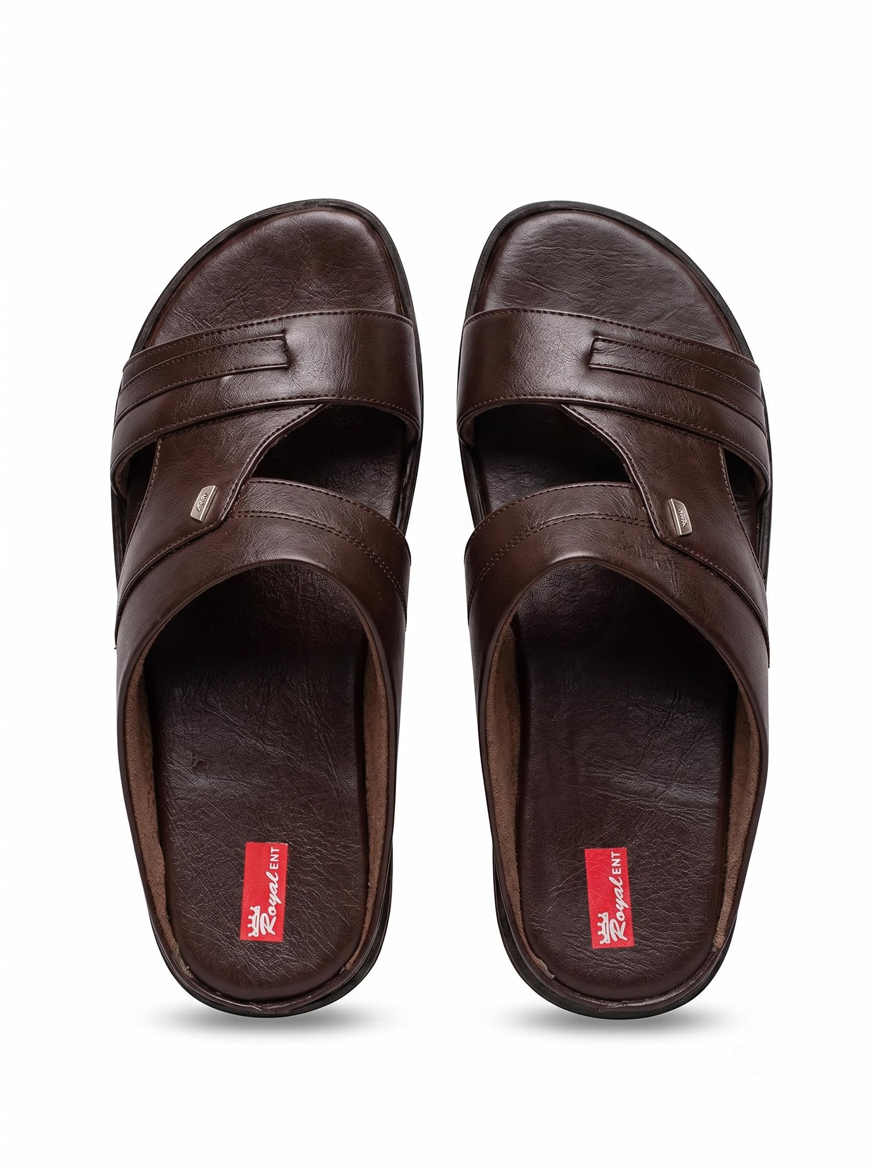 ROYAL FOOTWEAR Men's Brown Premium Slip-On Sandals | Lightweight & Comfortable Casual Slides for Daily Wear - 7UK-picture-50
