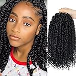 BILEAF Pre-twisted Passion Twist Crochet Hair for Women 8 Packs Curly Crochet Hair Pre Looped 12 Inch Ombre Passion Twist Hair, Short Passion Twists Hair Crochet Passion Twists Crochet Boho Braids 1B