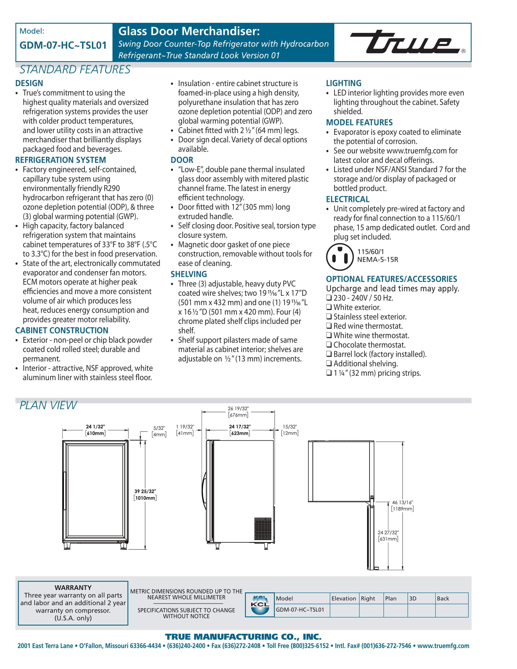 Amazon.com: True Manufacturing-GDM-07-HC~TSL01-Glass Door
