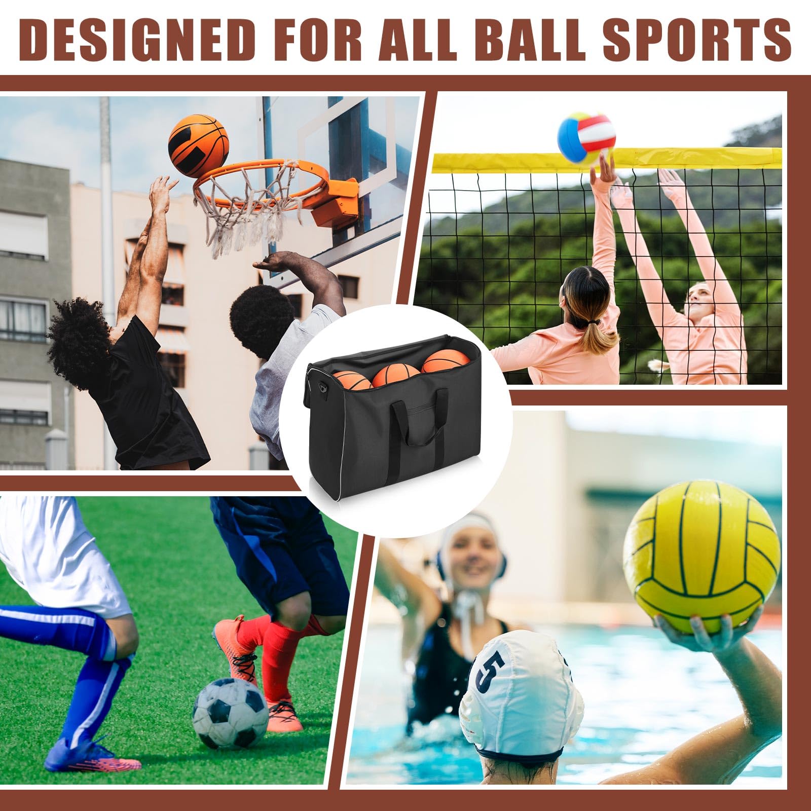 Soulchen Fußball-Reisetasche für Ausrüstung, extra große Sportausrüstungstasche mit separaten Fächern für Reisen, Volleyball, Sport, Fitnessstudio, Zubehör