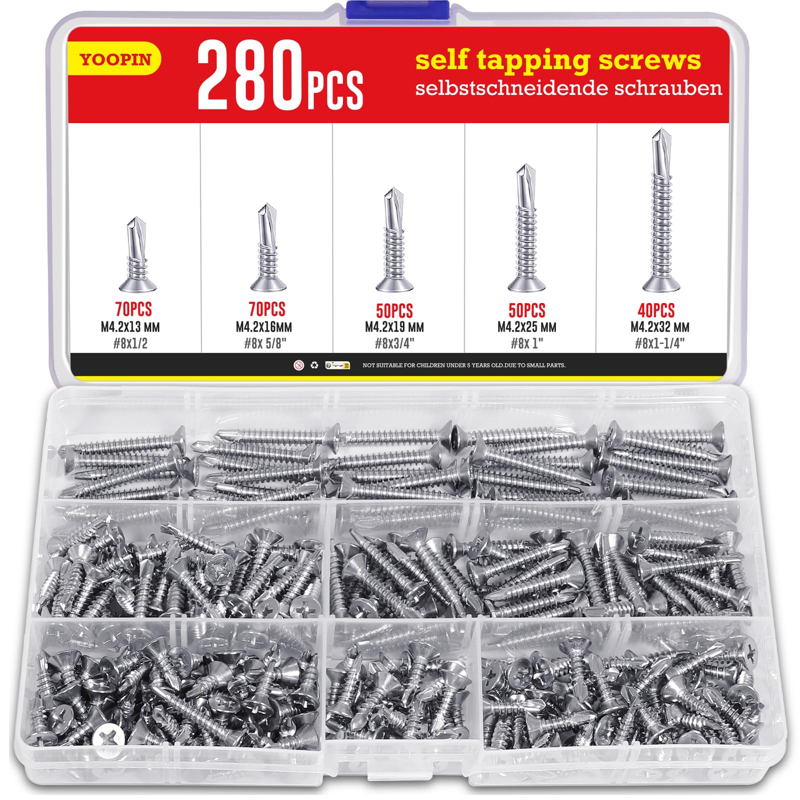 280 Sheet Metal Screws - Stainless Steel Self Tapping -1