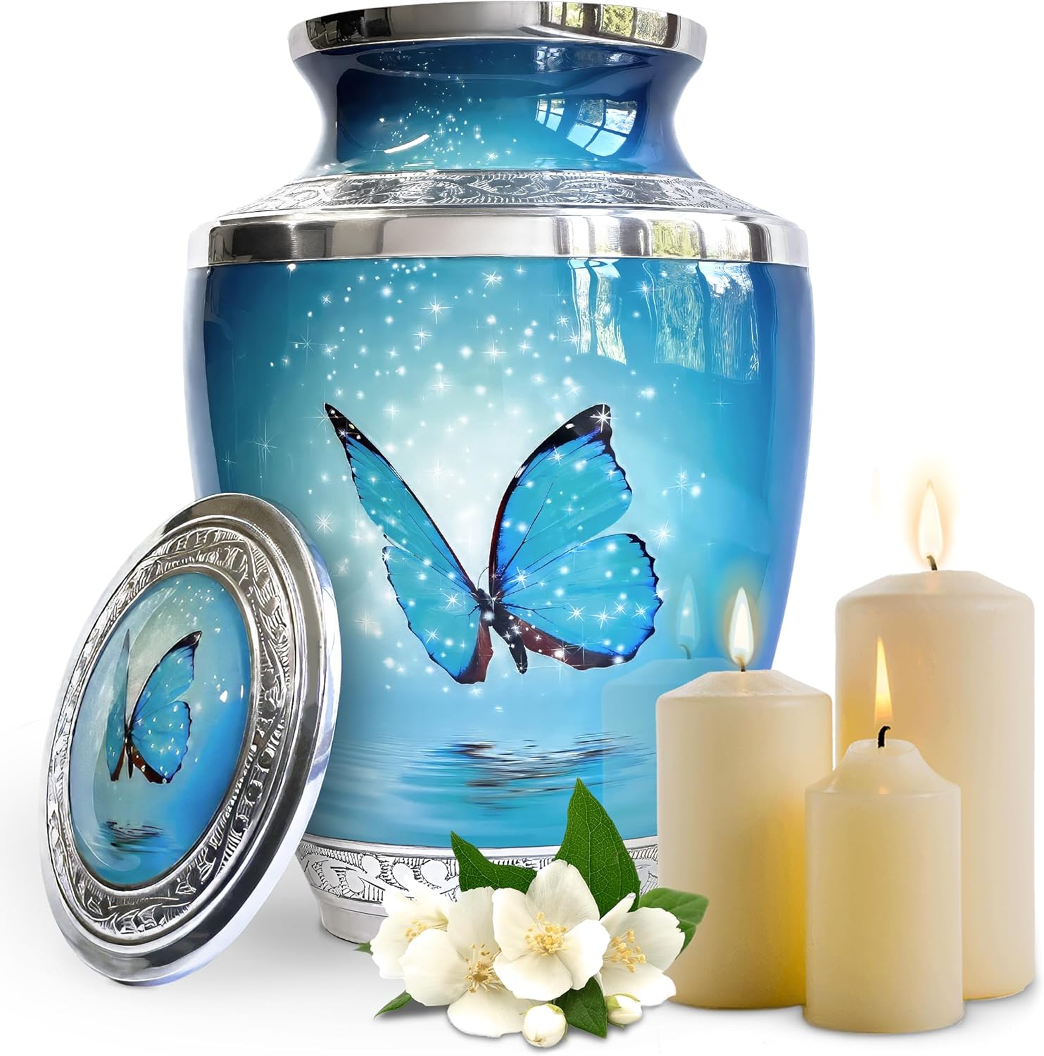 Blue Butterfly Urn for Ashes for Women/Men, Cremation Urns for Human Ashes Adult Female/Male, 200 Cubic Inch Capacity - Image 8