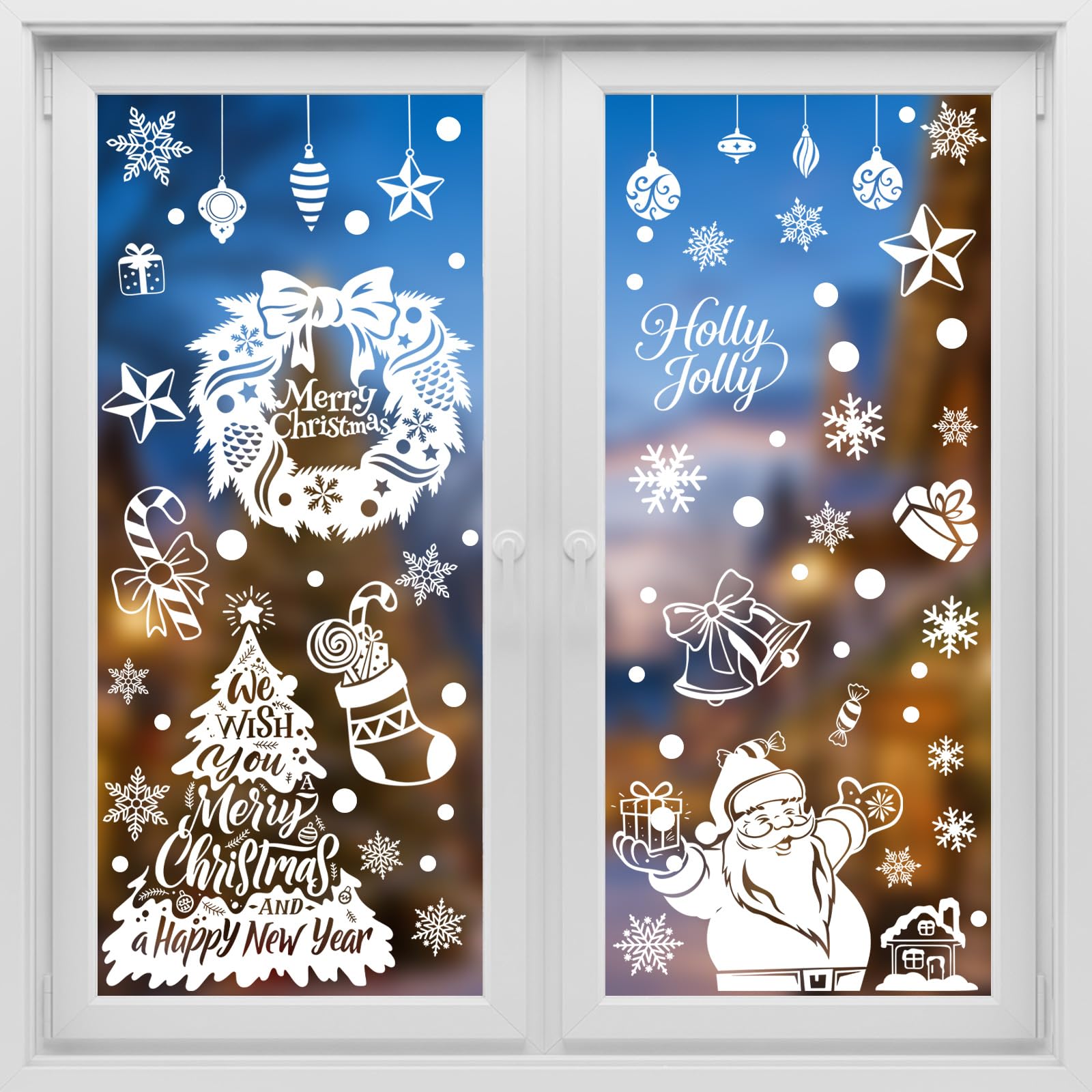Weeoley 207 Pcs Christmas Window Stickers, Decorations for Glass, 8 Sheets