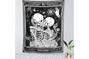 KJHL The Lovers Skull Tapestry: Gothic Wall Art for Bewitching Spaces