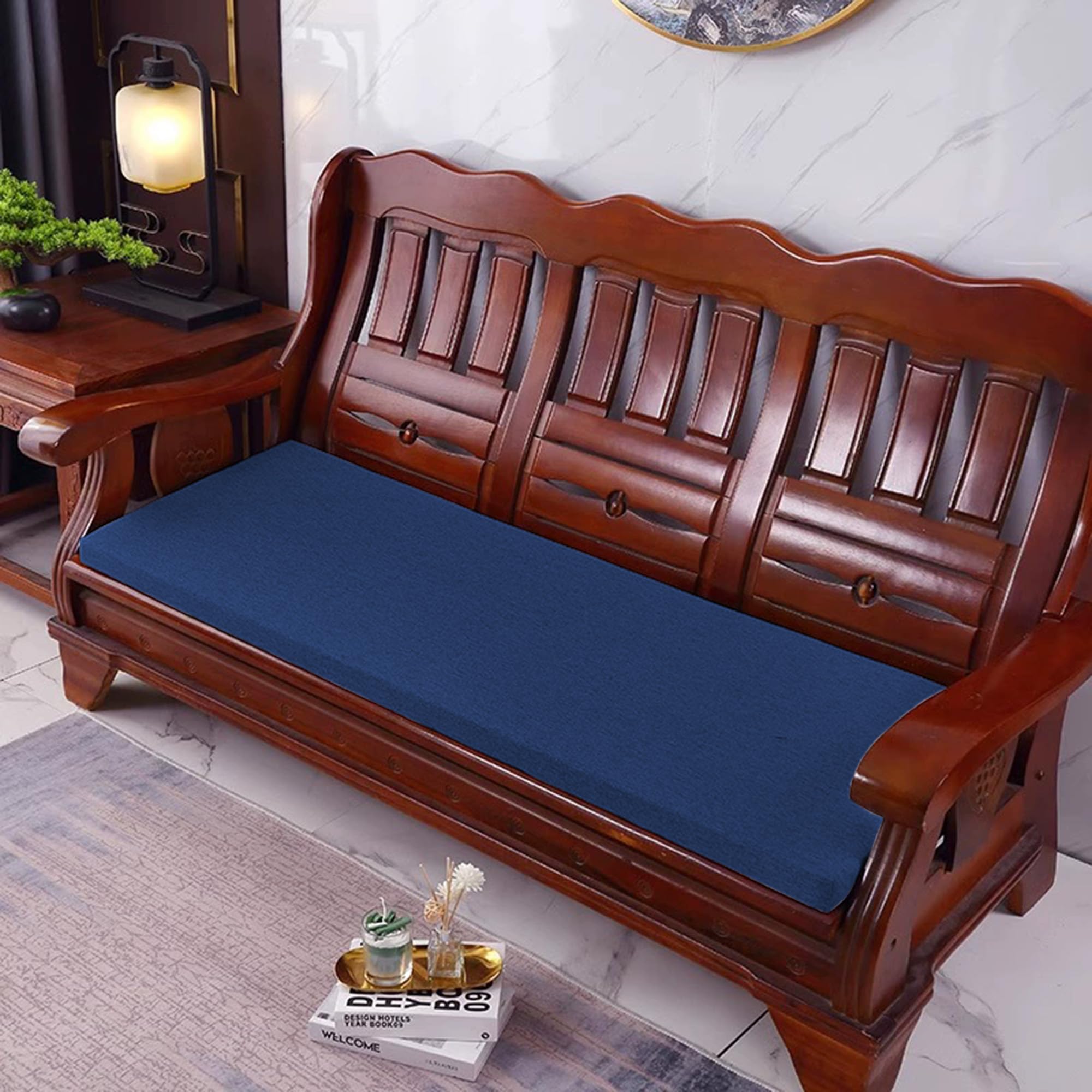 Coussins de chaise de salle à manger en rotin bleu foncé durable