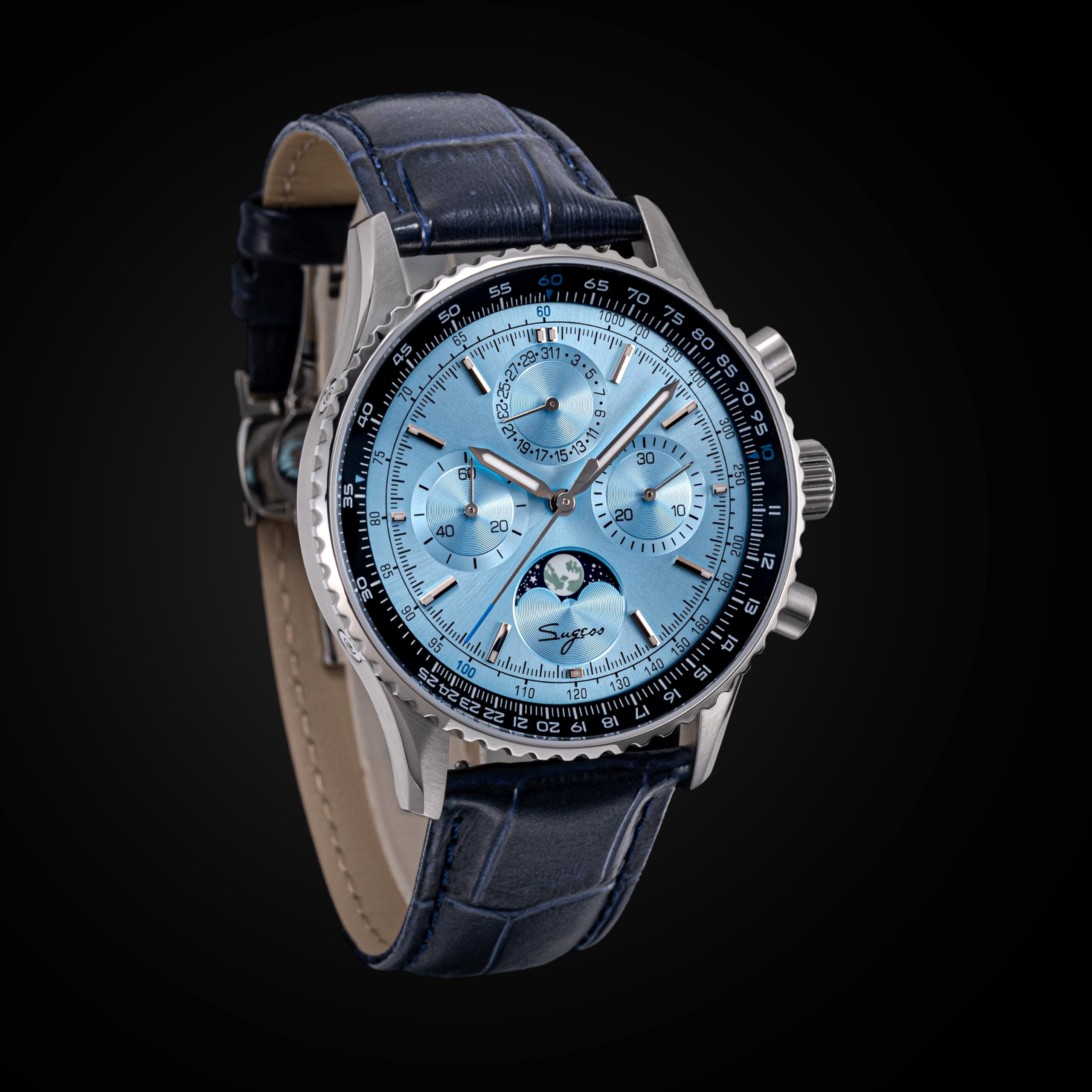 Sugess S468.SE.E MoonPhase Master Gold Swan Neck Seagull ST1908 Saphirglas Mechanisches Uhrwerk Herren Chronograph mechanische Herrenuhr 1963