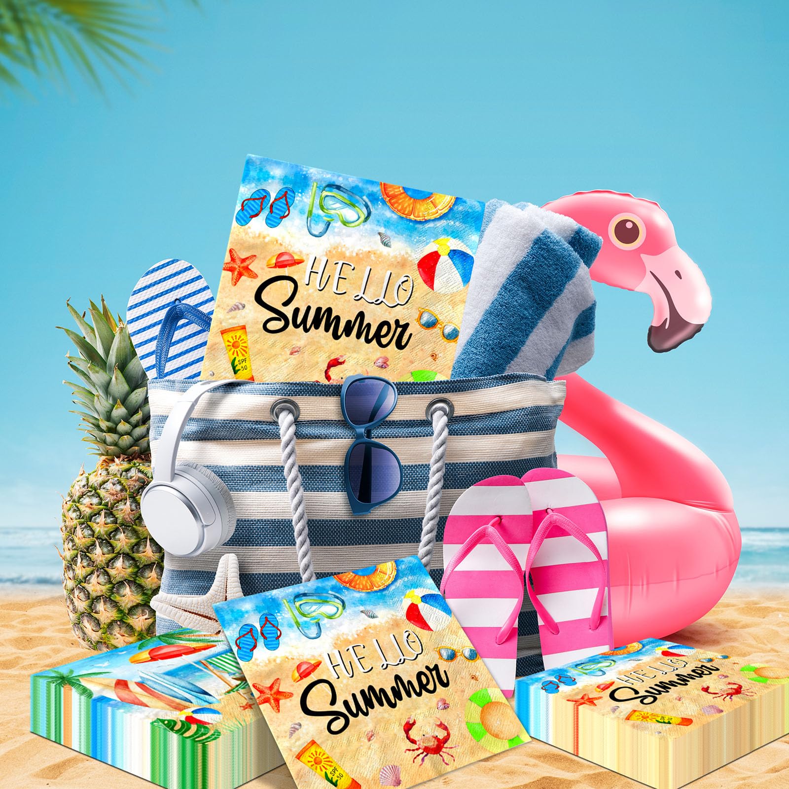40 Stück Coole Hawaii-Servietten Für Strandpartys – Bunt, Saugstark & Perfekt Für Sommerfeiern!
