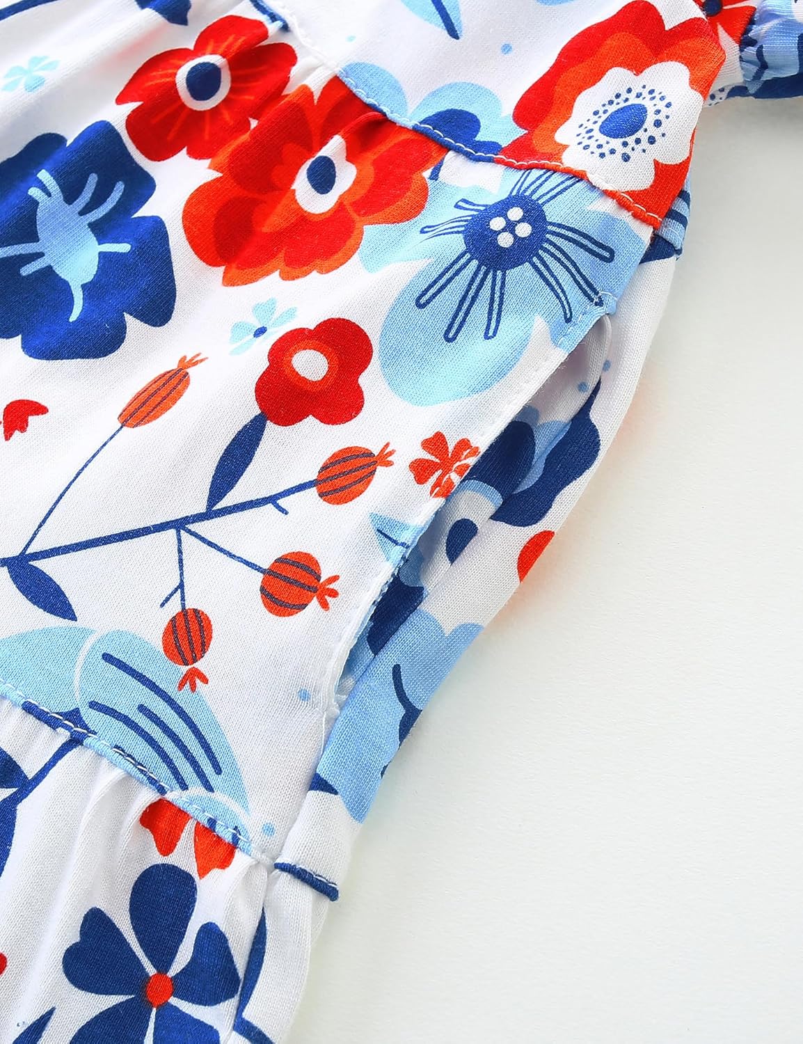 Bumeex Girl's Dresses Cotton Ruffle Sleeve Tiered Swing A-Line Cute Midi Casual Sundress - Image 3