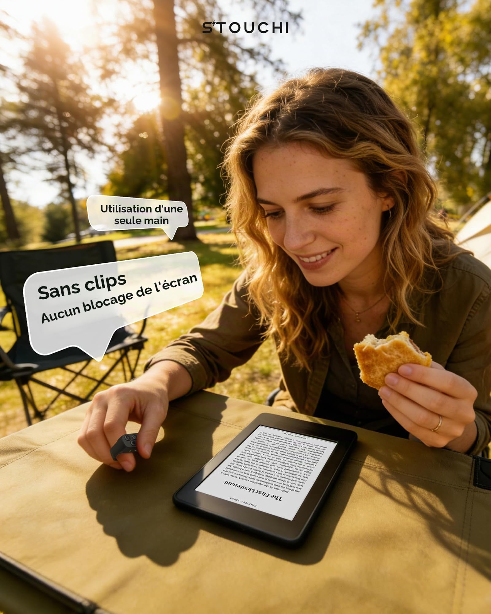 Télécommande Stouchi pour Kobo, Tourne-Page sans Pince avec Boîtier de Charge, Mains Libres Compatible Clara BW/Libra Colour/Clara Colour/Elipsa 2E/Clara 2E/Libra 2/Sage - Noir