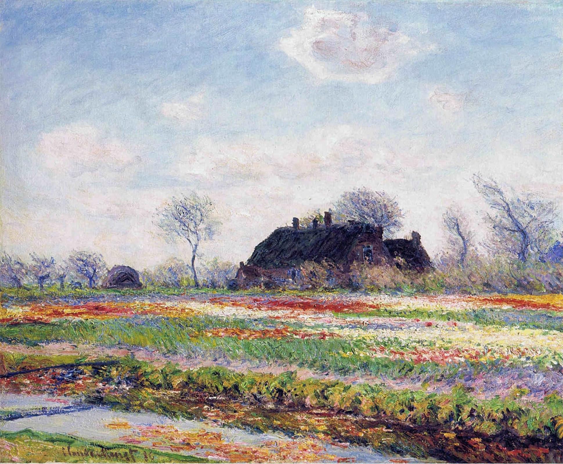 ARTXLXXBN Famous Print Painting Colorful Art Print Tulpenfelder in Sassenheim by Claude Monet Canvas Art Decorations for Home Decor 60x90cm