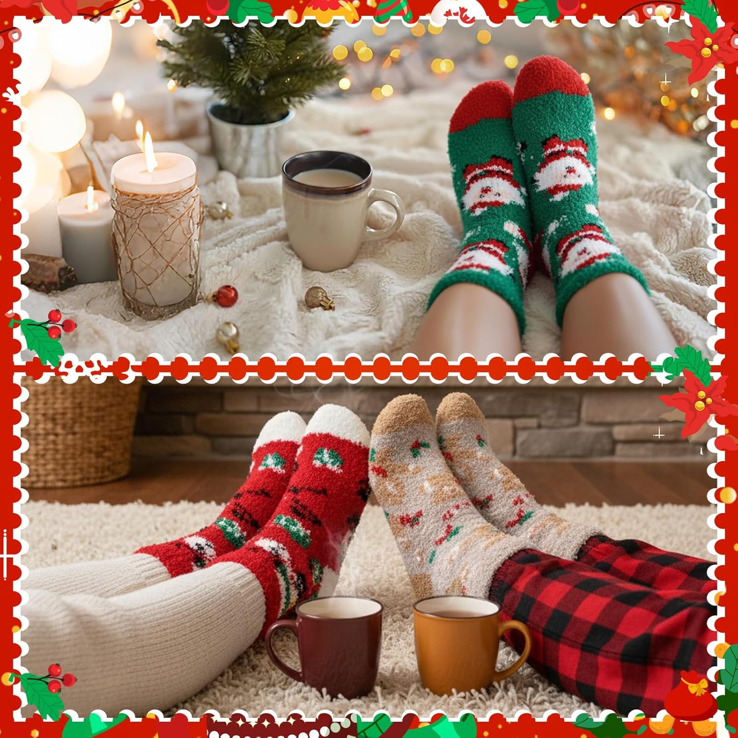 24 Pairs Fuzzy Socks Bulk Women Winter Valentines Socks Fluffy Socks Warm Cozy Slipper Sock for Women Adults(Novel Style) - Image 6