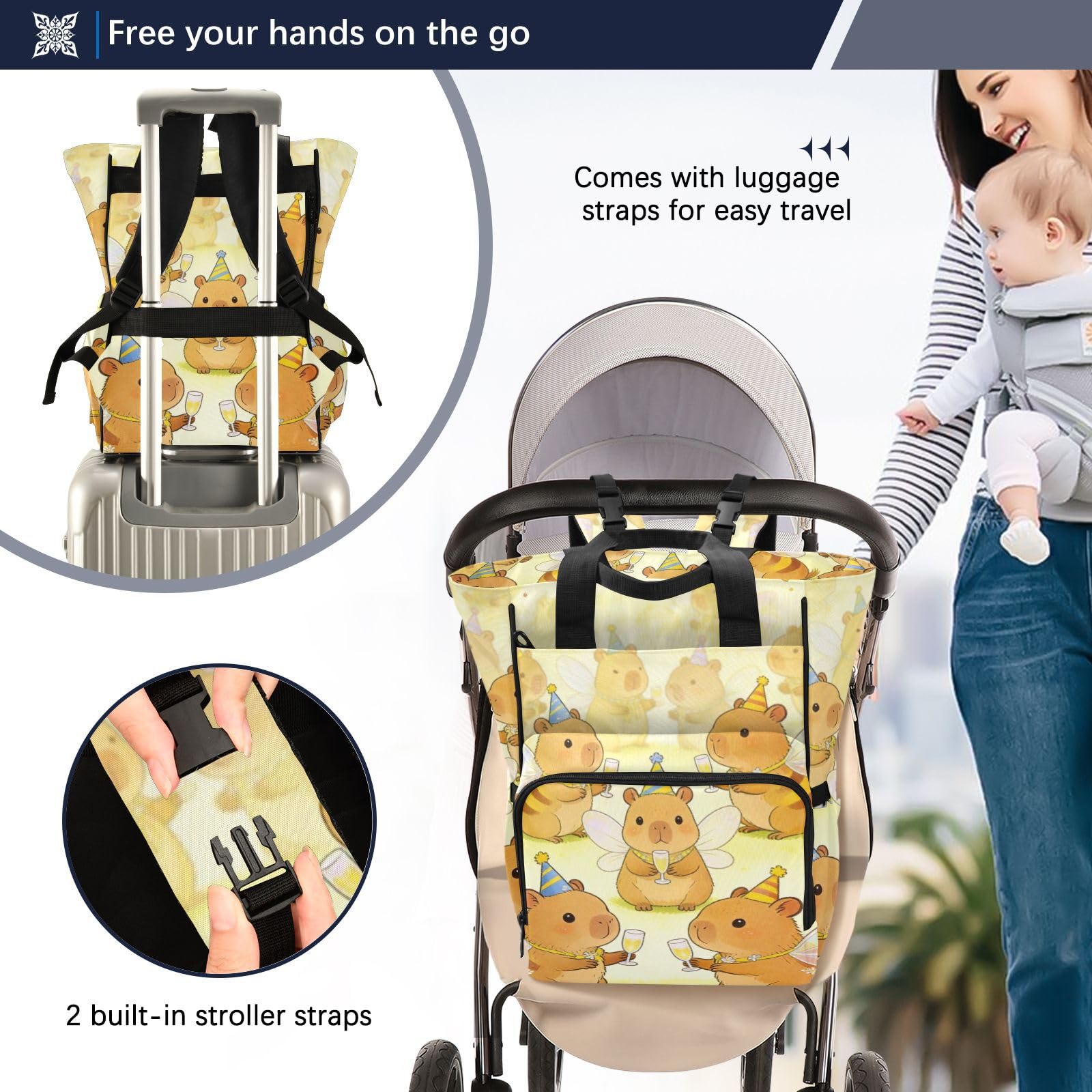 Baby Bags For Mama Funny Capybaras and Bees Cute