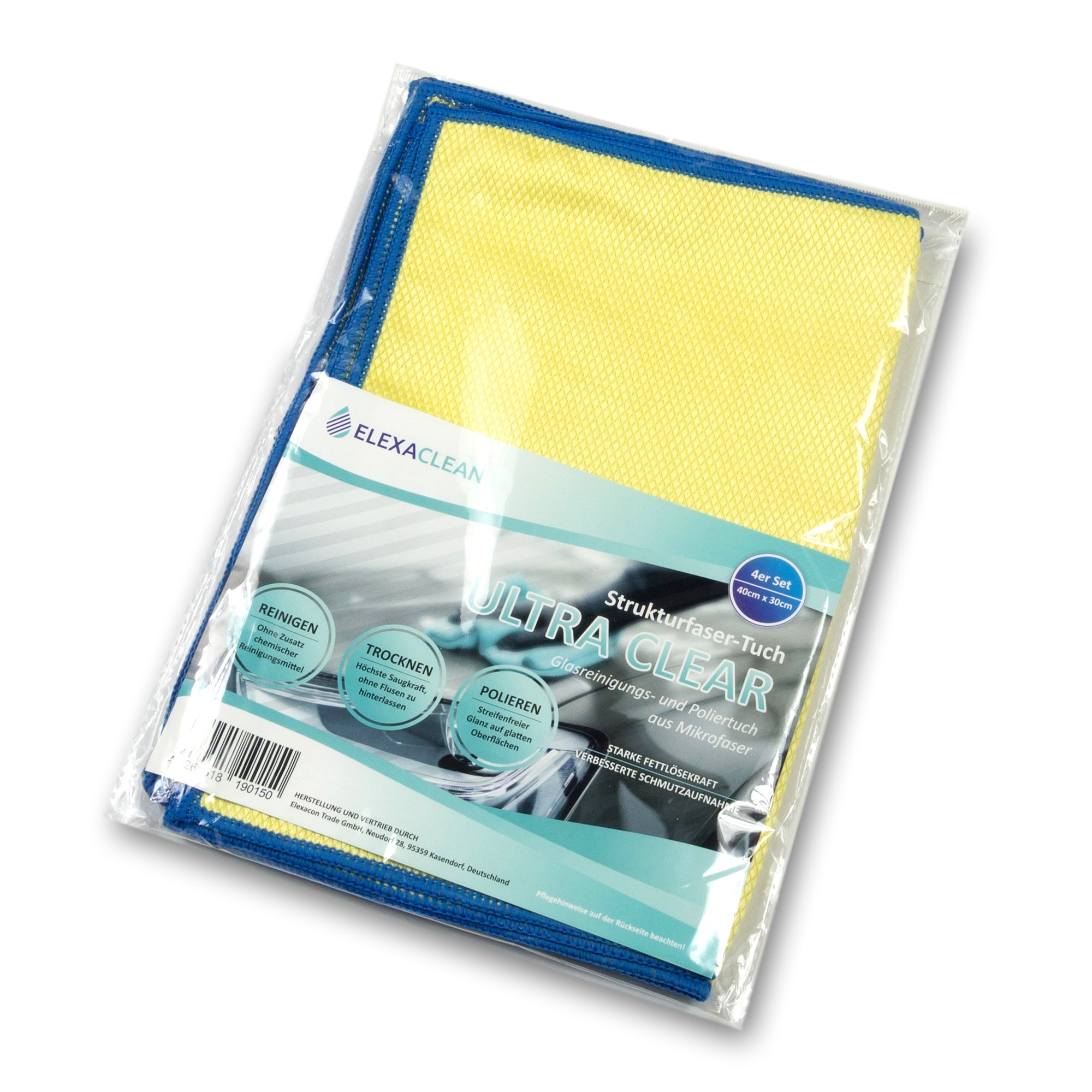 ELEXACLEAN Premium Mikrofaser Set - Trockentuch Autotuch Poliertuch Waffeltuch (11-teilig), Profi Tücher zum Polieren, Trocknen, Reinigen