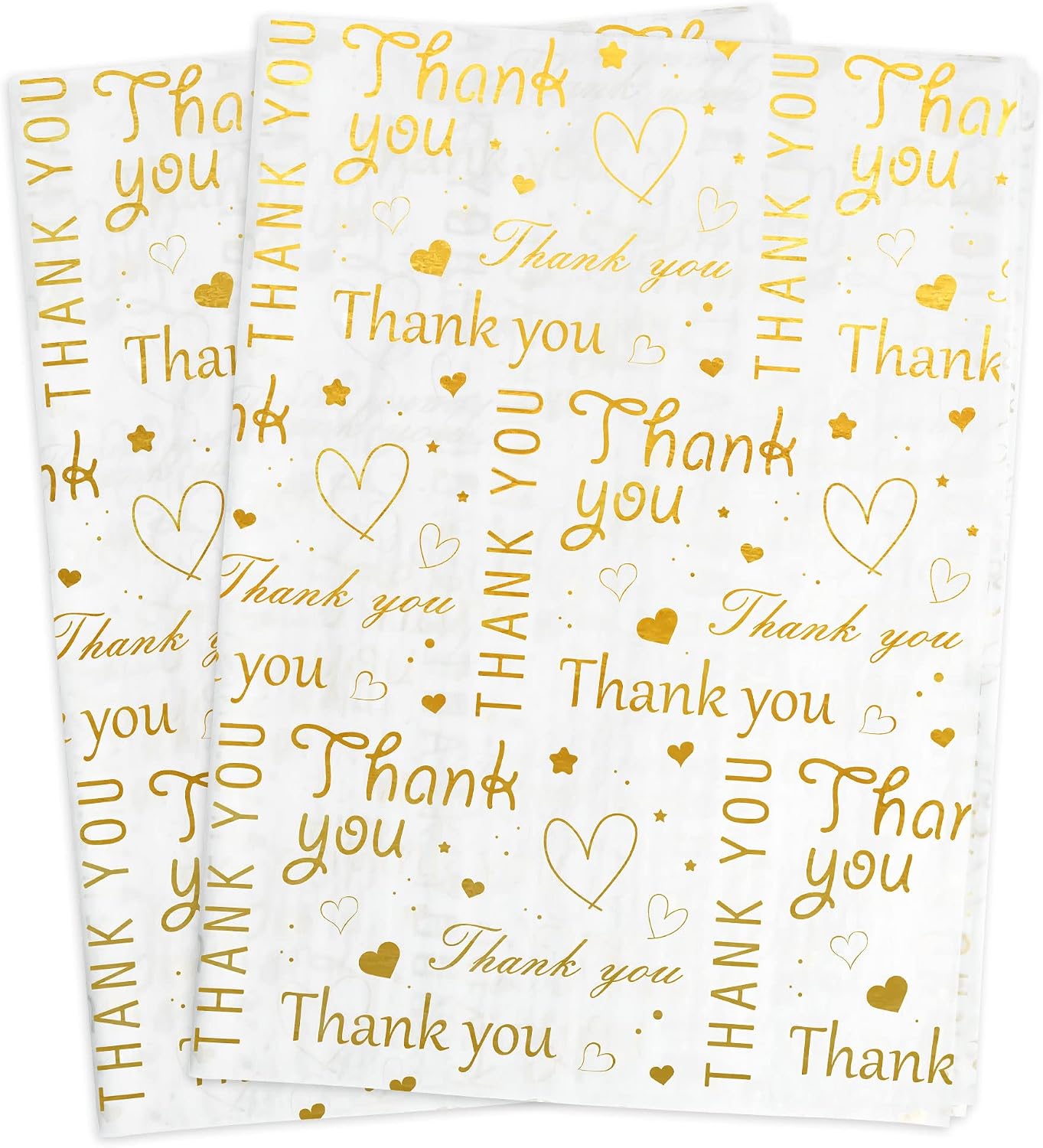 Hi Sasara 100 Sheets Gold Thank You Tissue Paper Bulk,White with Golden Thank You Tissue Paper for Small Business,Packaging,Gift Bags,14 x 20 Inch (Gold)