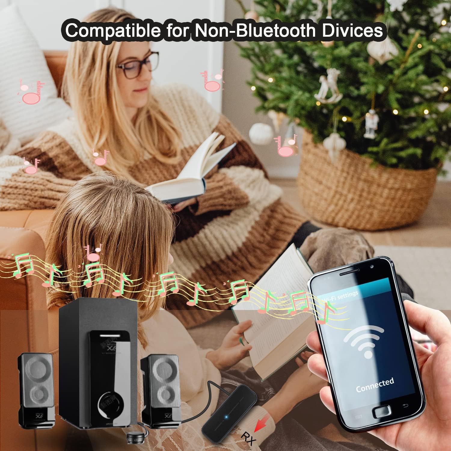 Bluetooth 5.0 Aux Music Adapter - Portable Wireless Bluetooth Transmitter Receiver Supports Hands-Free Calls with Mic, Compatible with Car Audio | Home Stereo | Wired Headphones | TV, 4H Battery Life : Electronics