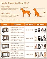 Vista 8 de Mueble de jaula para perros con cojín, perrera de madera para interiores con puertas dobles, jaula para perros con ruedas, mesa auxiliar de casa