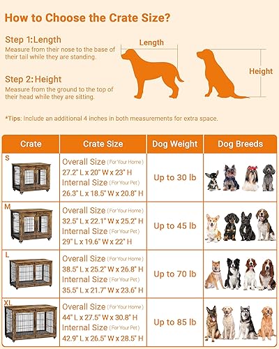 Miniatura 8 de Mueble de jaula para perros con cojín, perrera de madera para interiores con puertas dobles, jaula para perros con ruedas, mesa auxiliar de casa