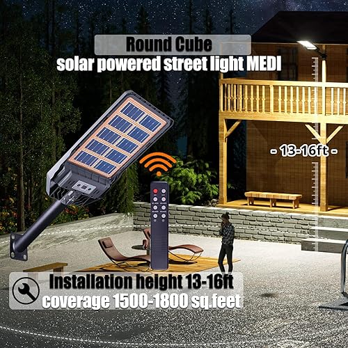 Miniatura 4 de Round Cube Farolas solares del anochecer al amanecer con sensor de movimiento, luz de inundación súper brillante alimentada por energía solar al