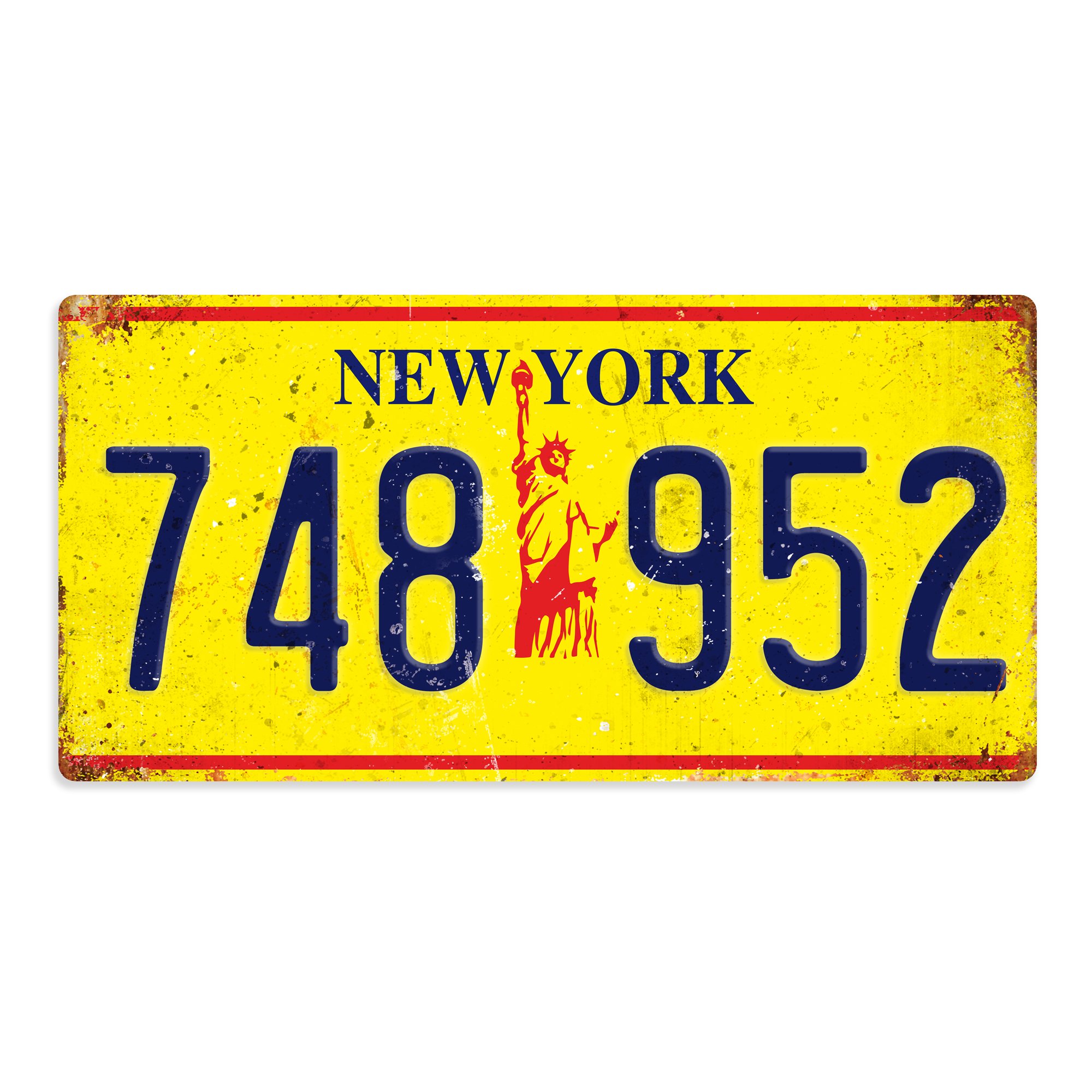 WTF | American Number Plates – New York Yellow | Sticky-Pads - Metal Wall Sign Plaque Art Inspirational