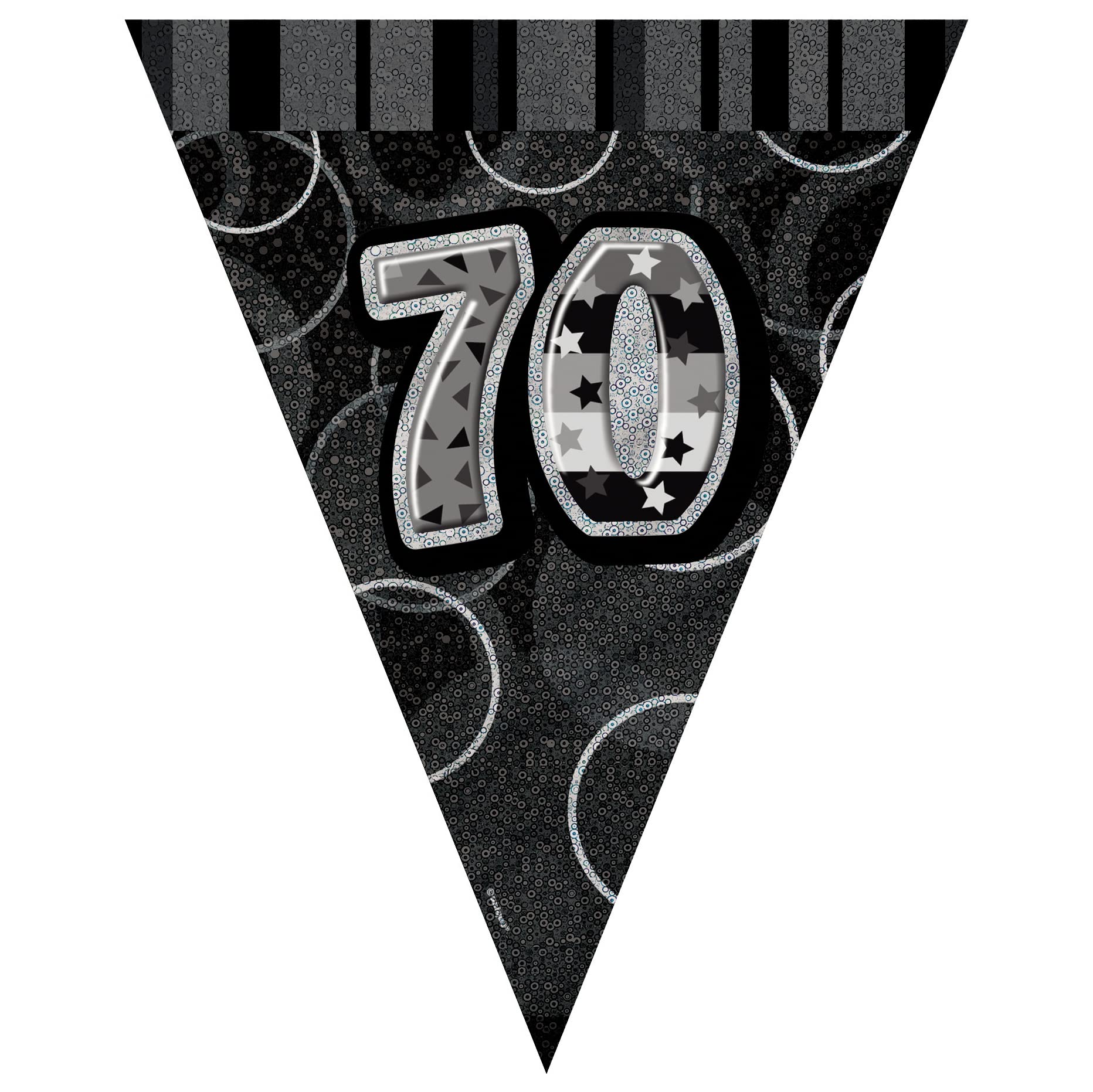 Unique Party Black 90807 - 9Ft Foil Glitz 70Th Birthday Bunting Flags
