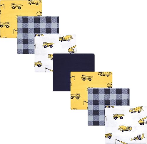 Hudson Baby - Paquete de mantas de franela de algodón para bebé, unisex, diseño de construcción, tamaño único
