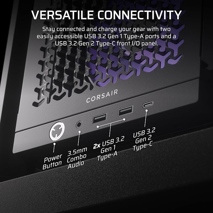 Gabinete Corsair 4000D RS ARGB Mid Tower ATX Negro miniatura 8