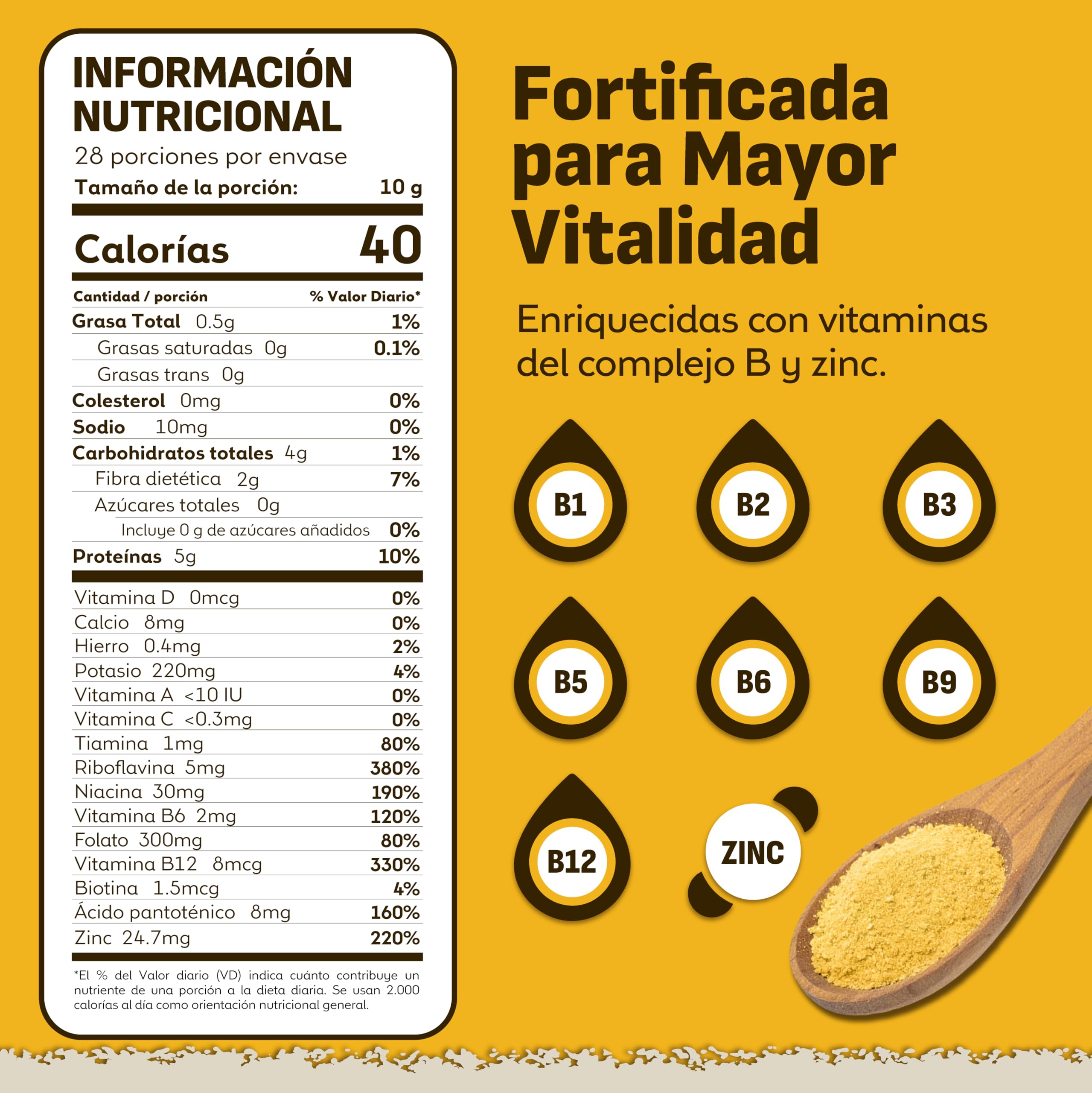 Coolinario Levadura Nutricional Fortificada 283.5 g Condimento Vegano Sabor Queso Rica en B12 Proteína Fibra