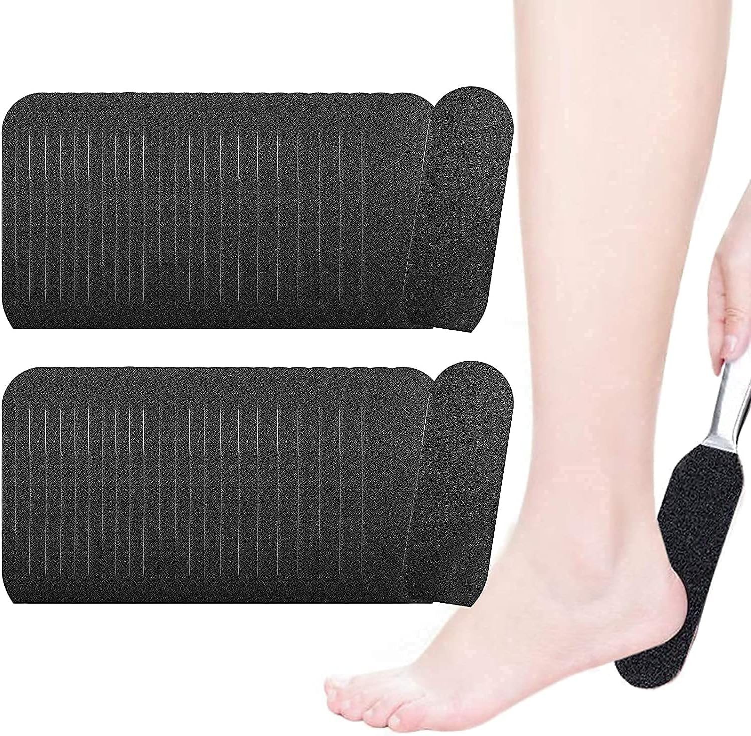 Kalolary 50 stuks voetvijlen herbruikbare roestvrijstalen voetvijl eeltverwijderaar professionele schurende voeten rasp voet navulpads pedicure schuurpapier vervanging