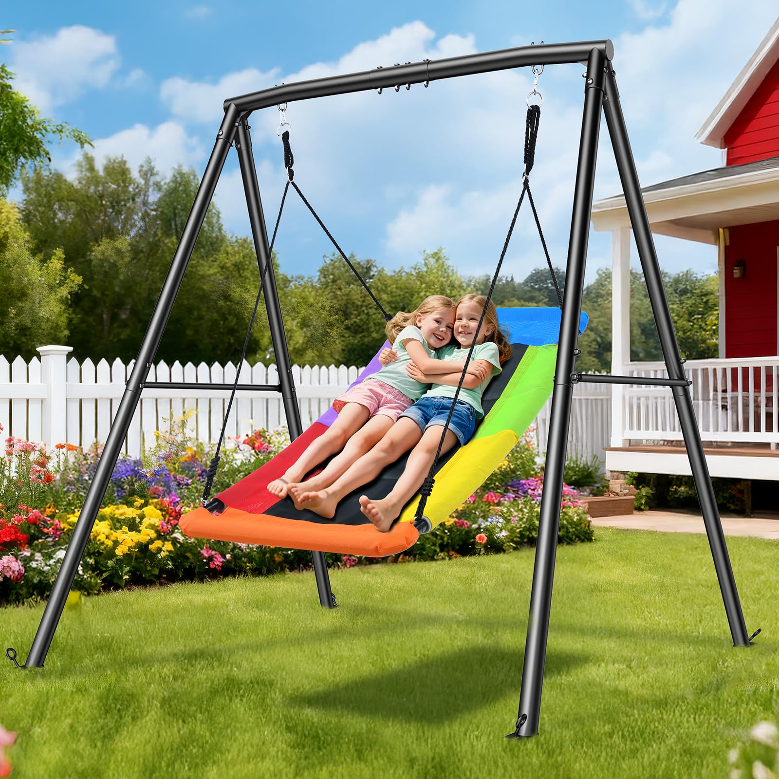 Trekassy Swing Sets for Backyard, 440lbs Heavy Duty A-Frame Metal