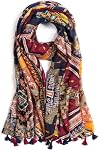 QIUTIMIY Scarf for Women Lightweight Soft Floral Leopard Printed Scarves Fall Winter Fashion Shawl Wrap with Fringe